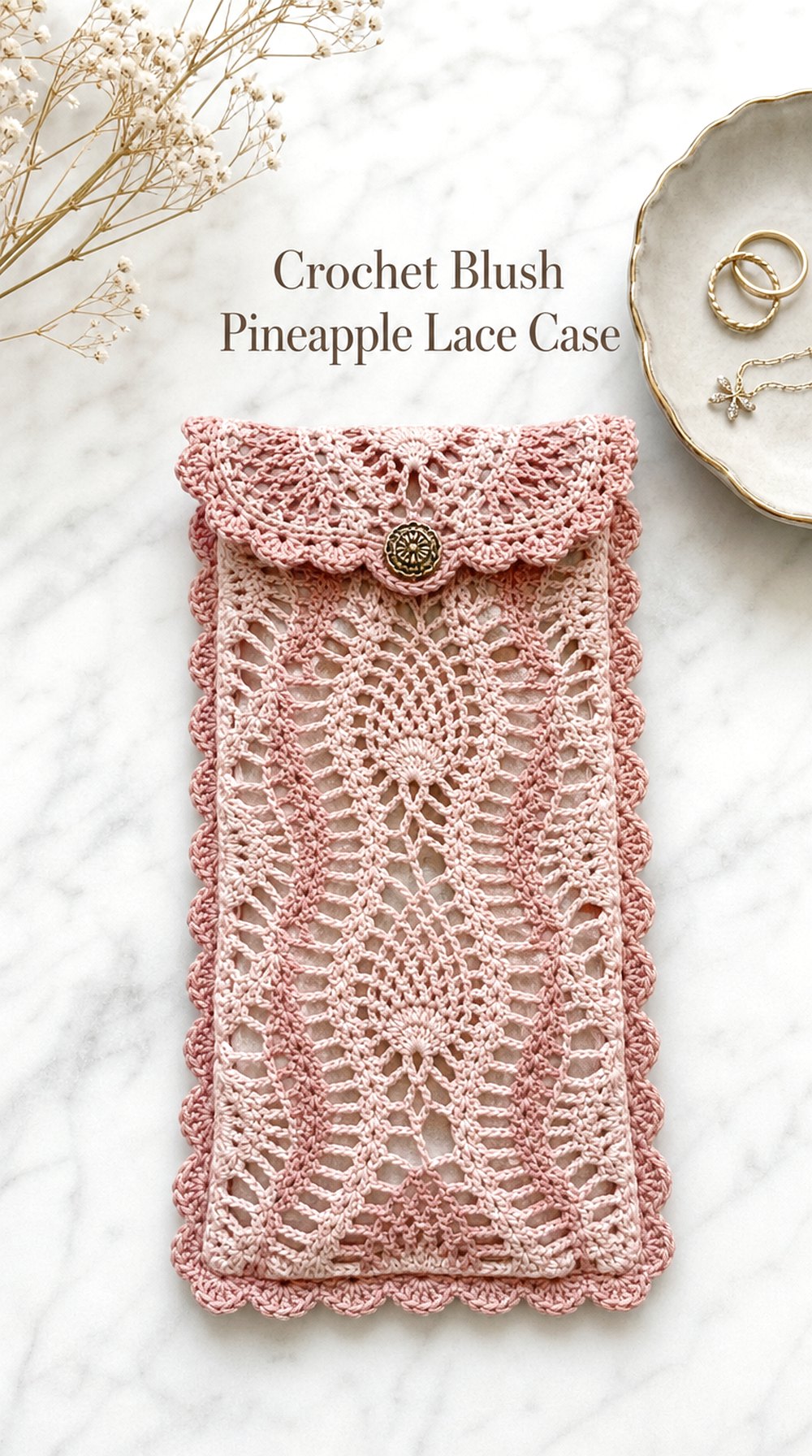 Crochet Blush Pineapple Lace Case