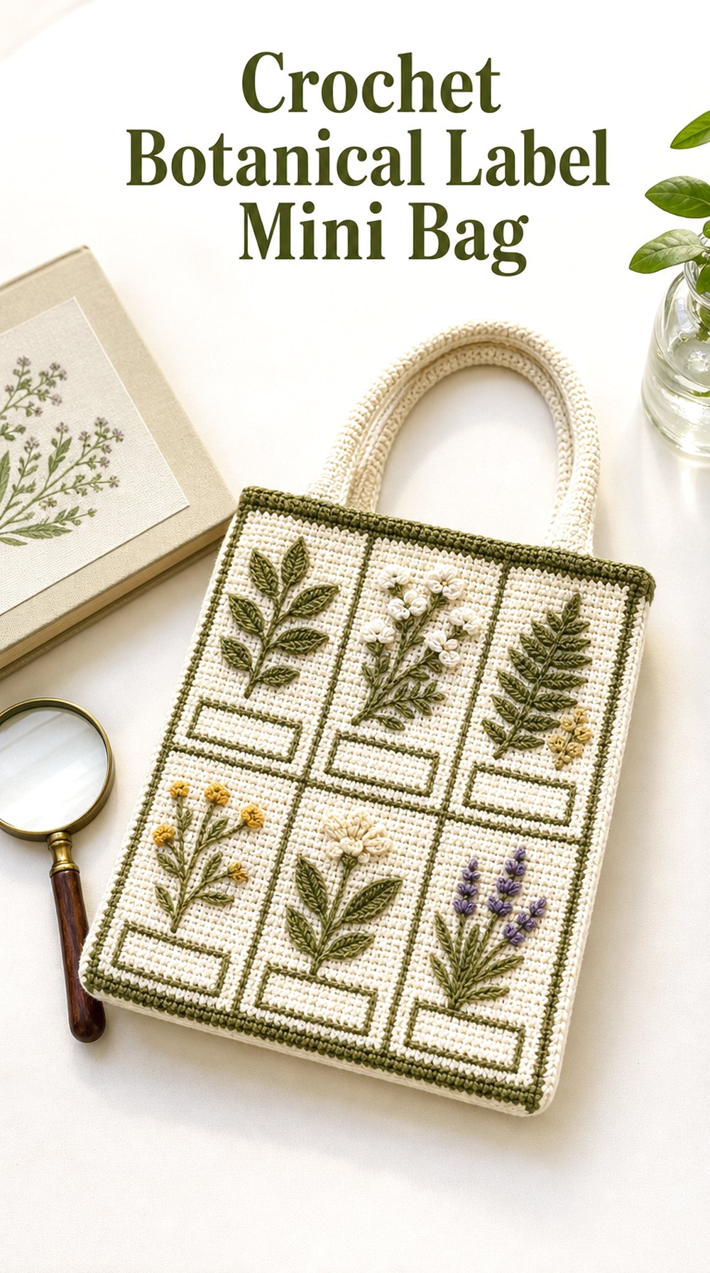 Crochet Botanical Label Mini Bag