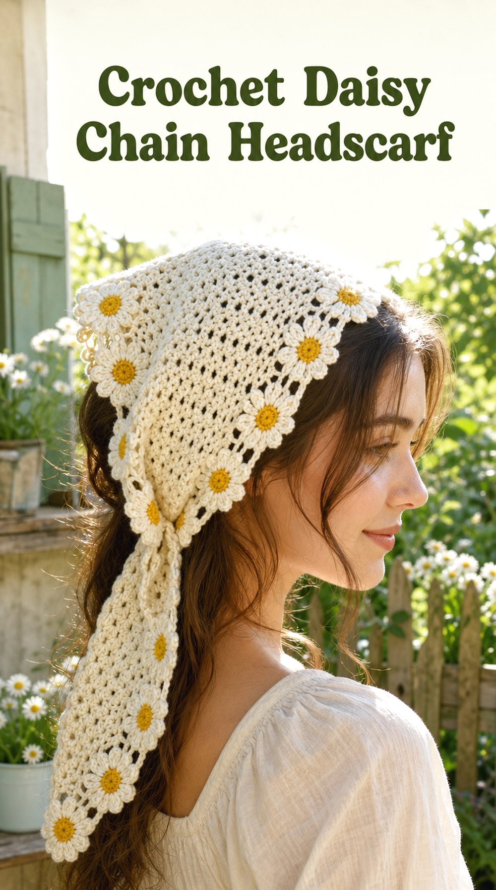 Crochet Daisy Chain Headscarf