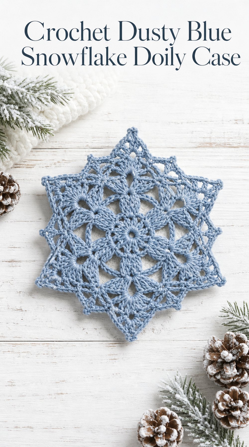 Crochet Dusty Blue Snowflake Doily Case