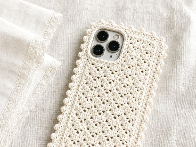 Crochet Ecru Picot Edge Case