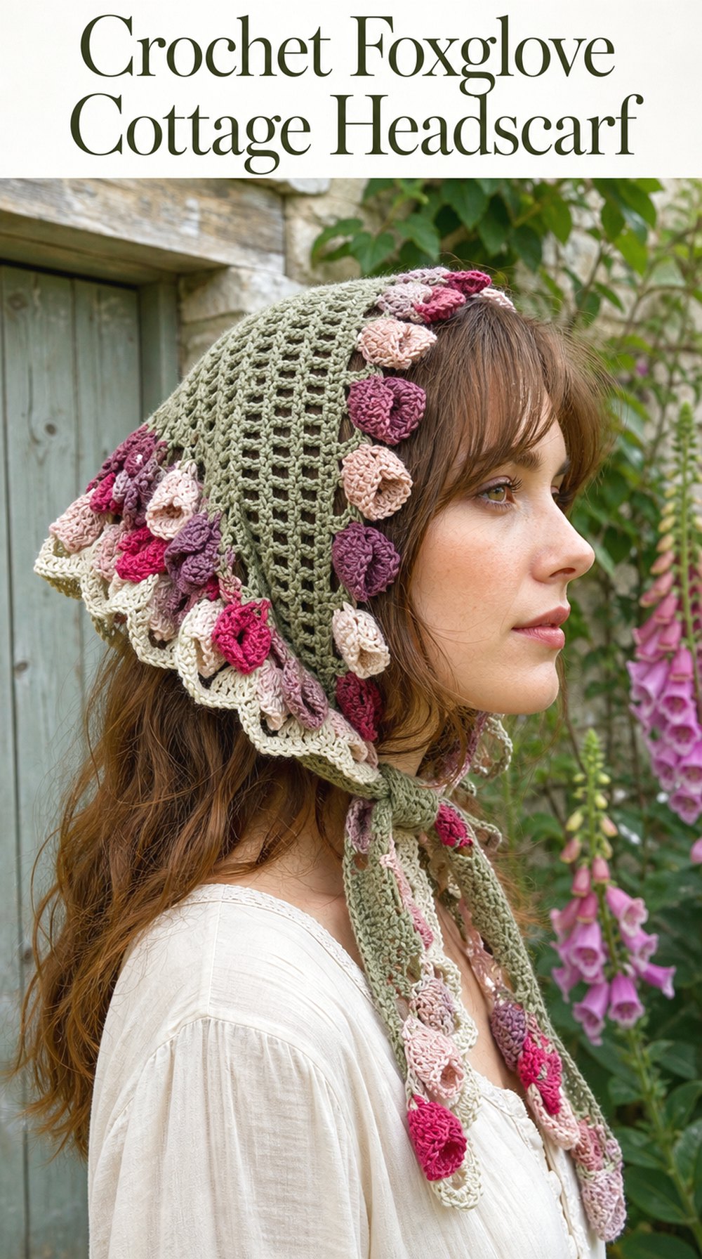 Crochet Foxglove Cottage Headscarf