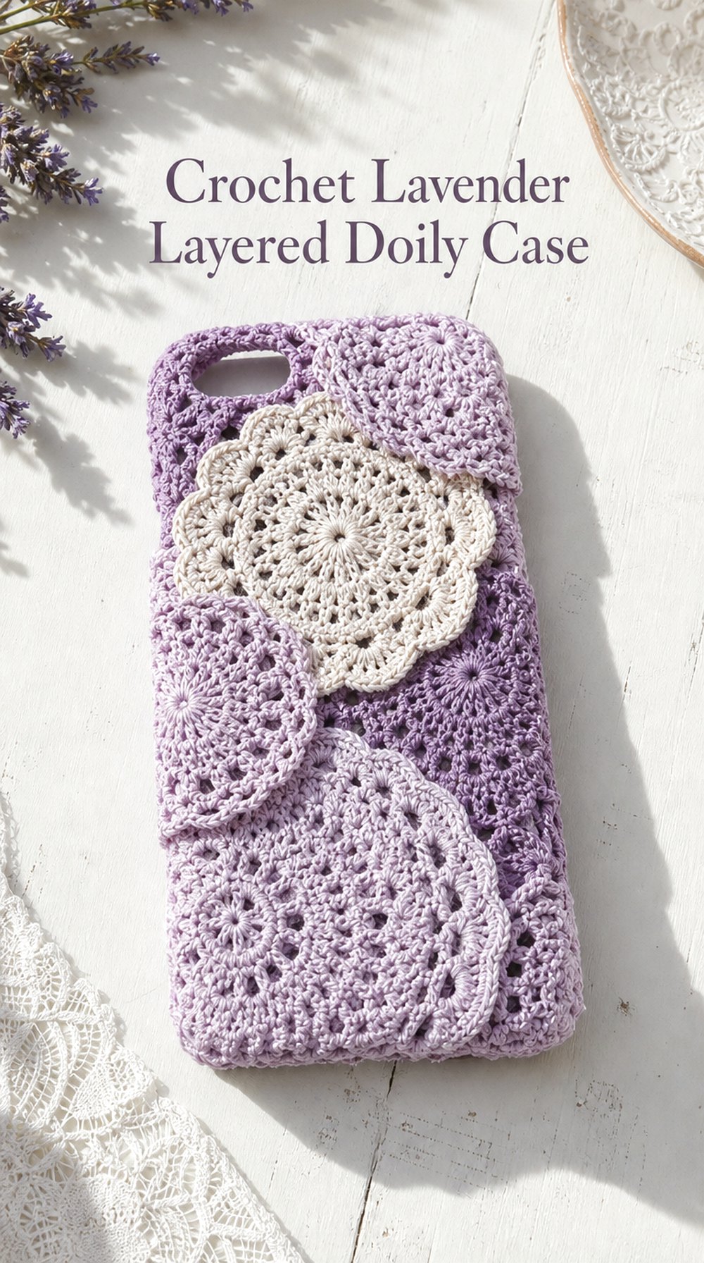 Crochet Lavender Layered Doily Case