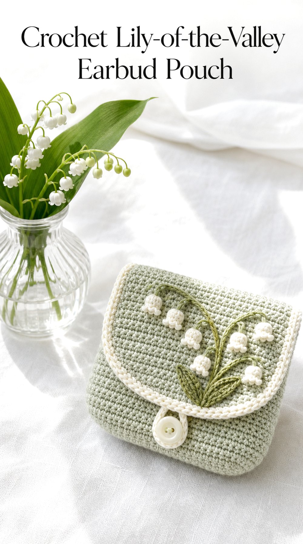 Crochet Lily of the Valley Earbud Pouch