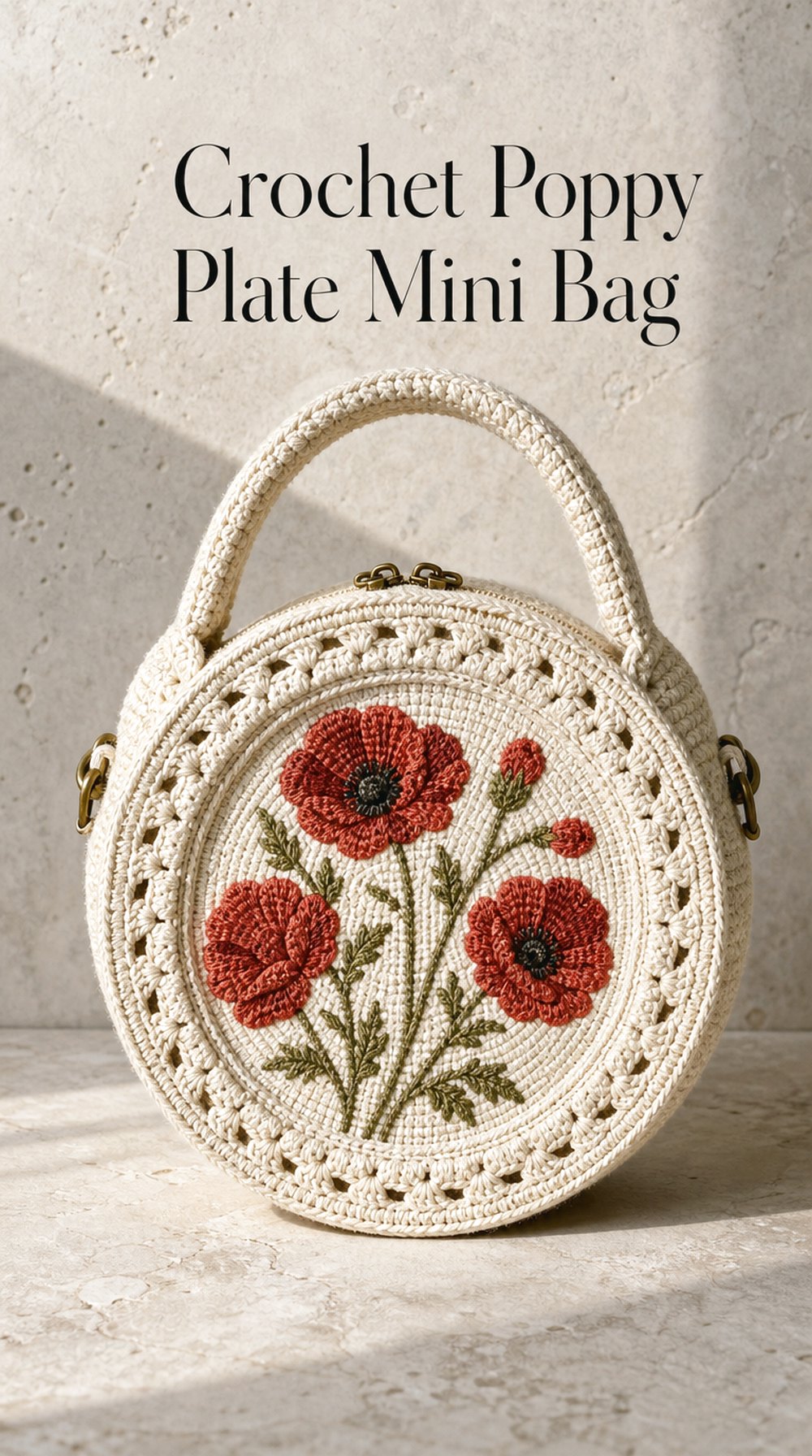 Crochet Poppy Plate Mini Bag