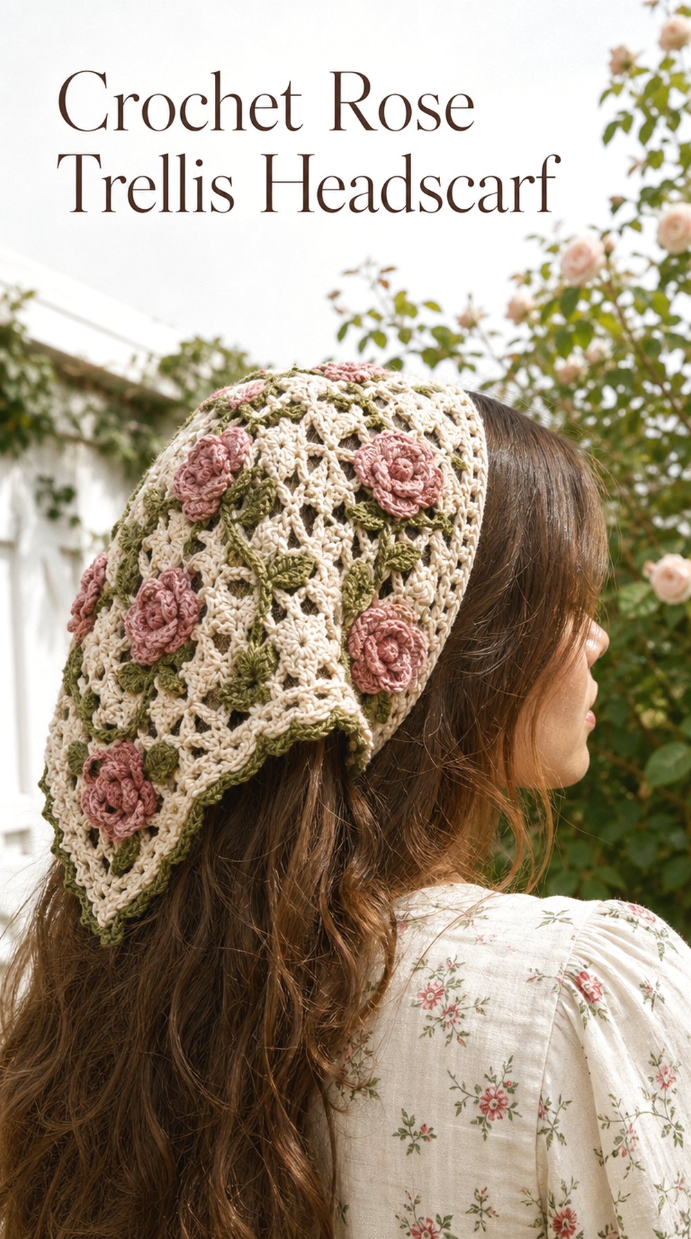 Crochet Rose Trellis Headscarf