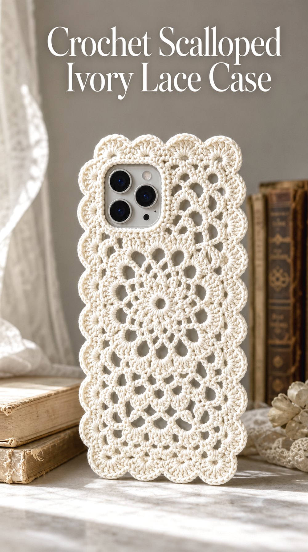 Crochet Scalloped Ivory Lace Case