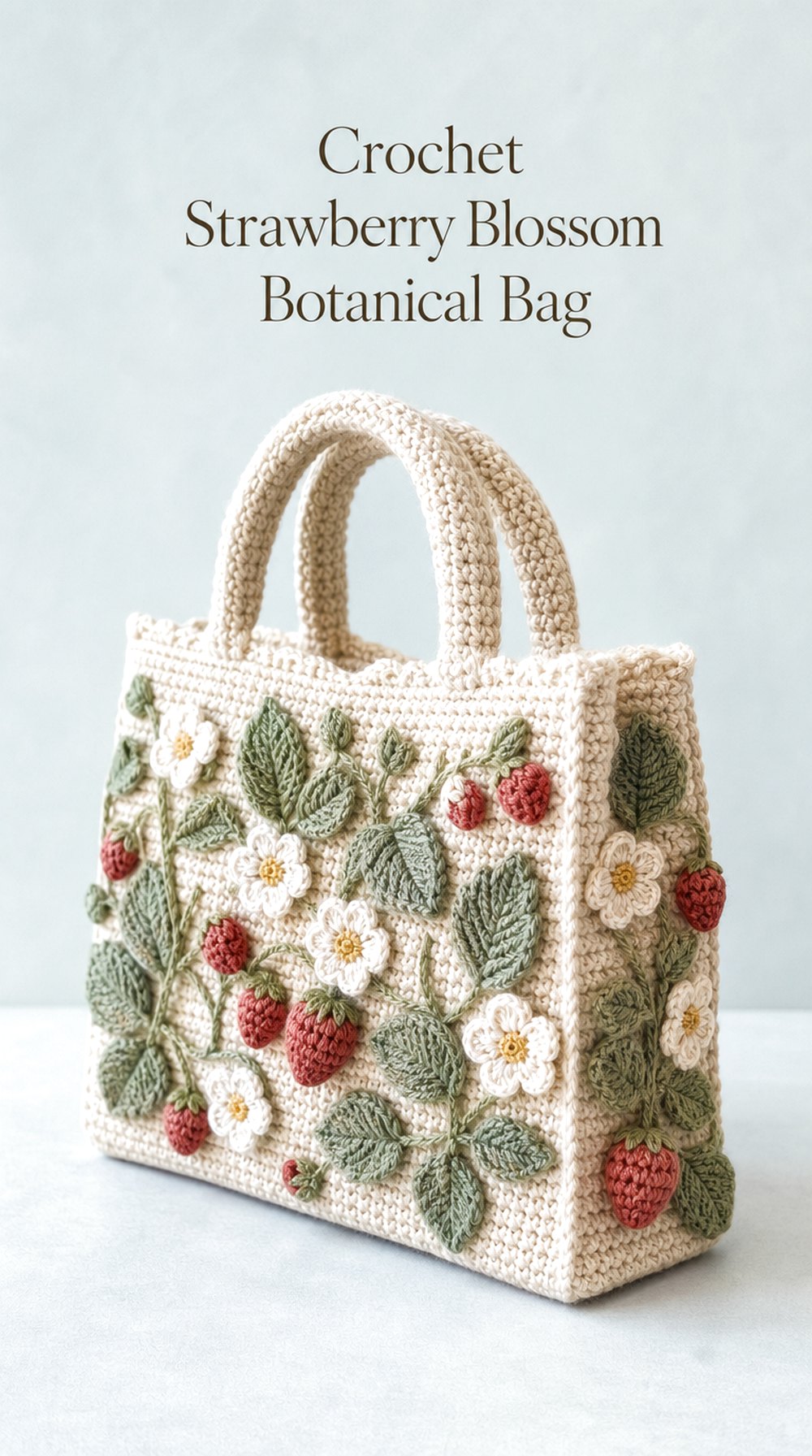 Crochet Strawberry Blossom Botanical Bag