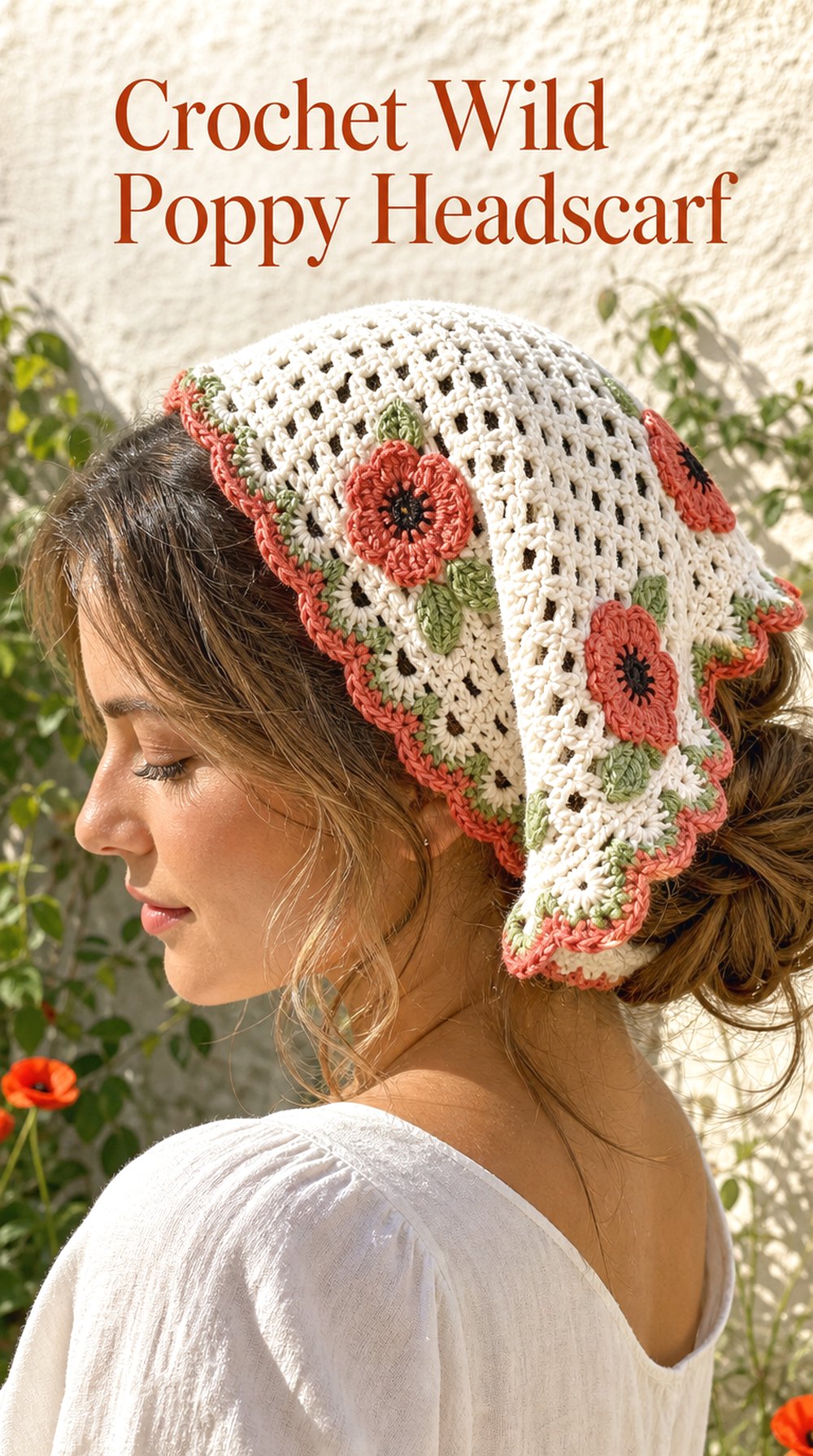 Crochet Wild Poppy Headscarf