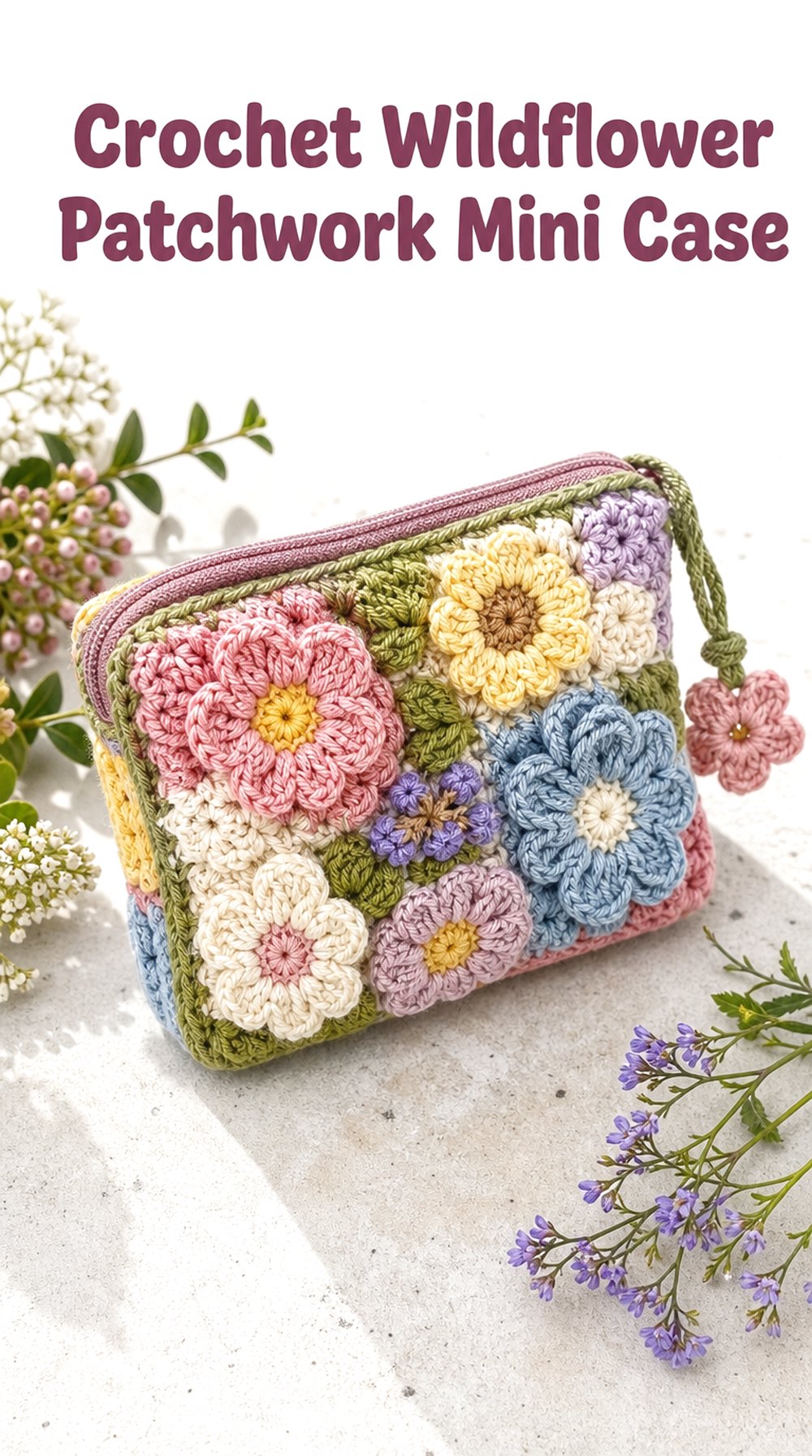 Crochet Wildflower Patchwork Mini Case
