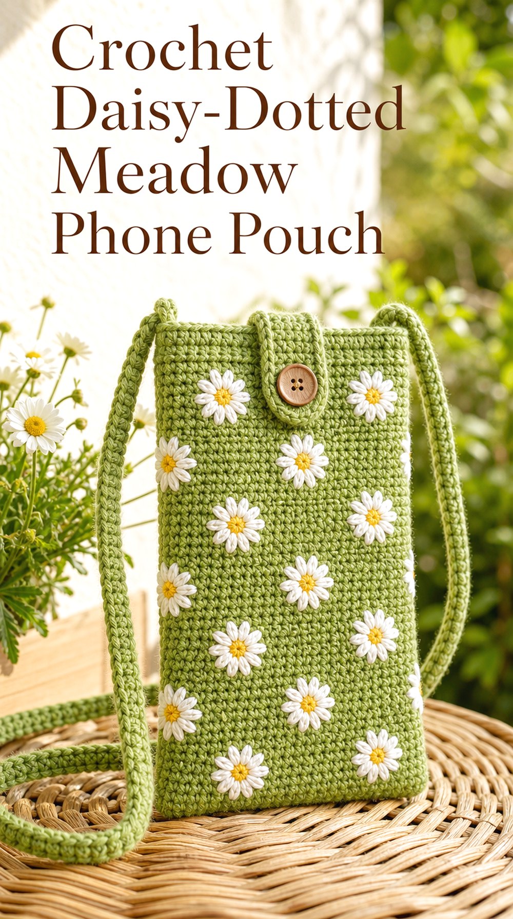 Daisy Dotted Meadow Phone Pouch