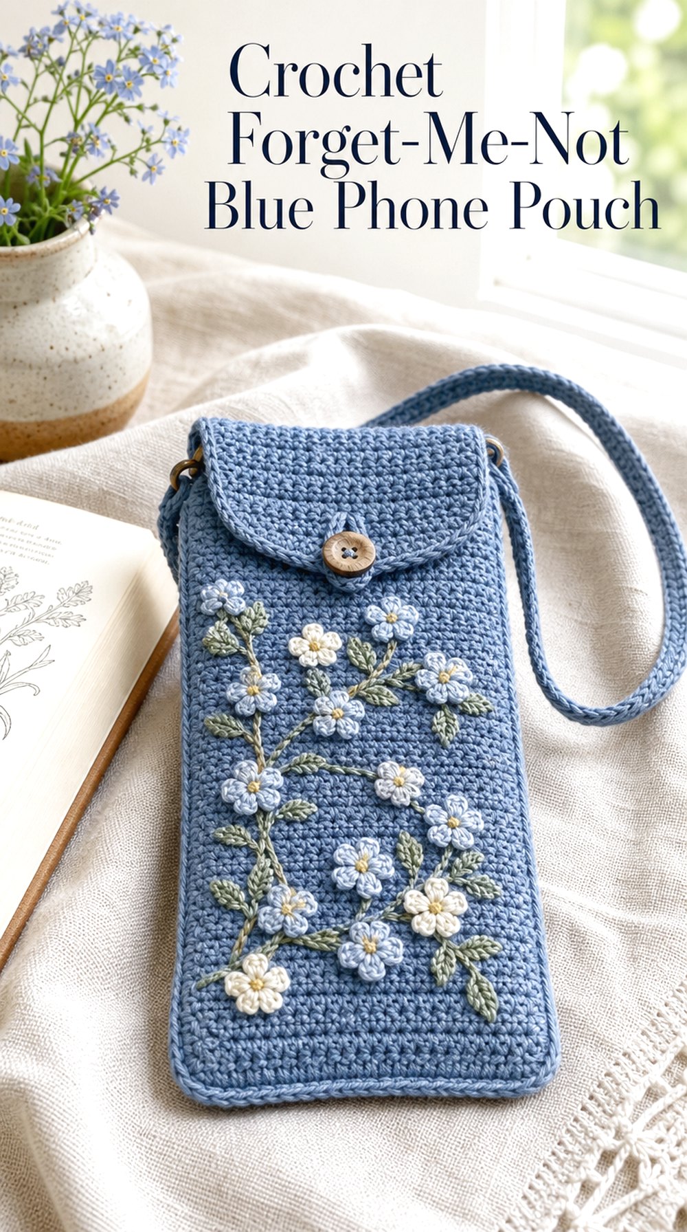Forget Me Not Blue Phone Pouch