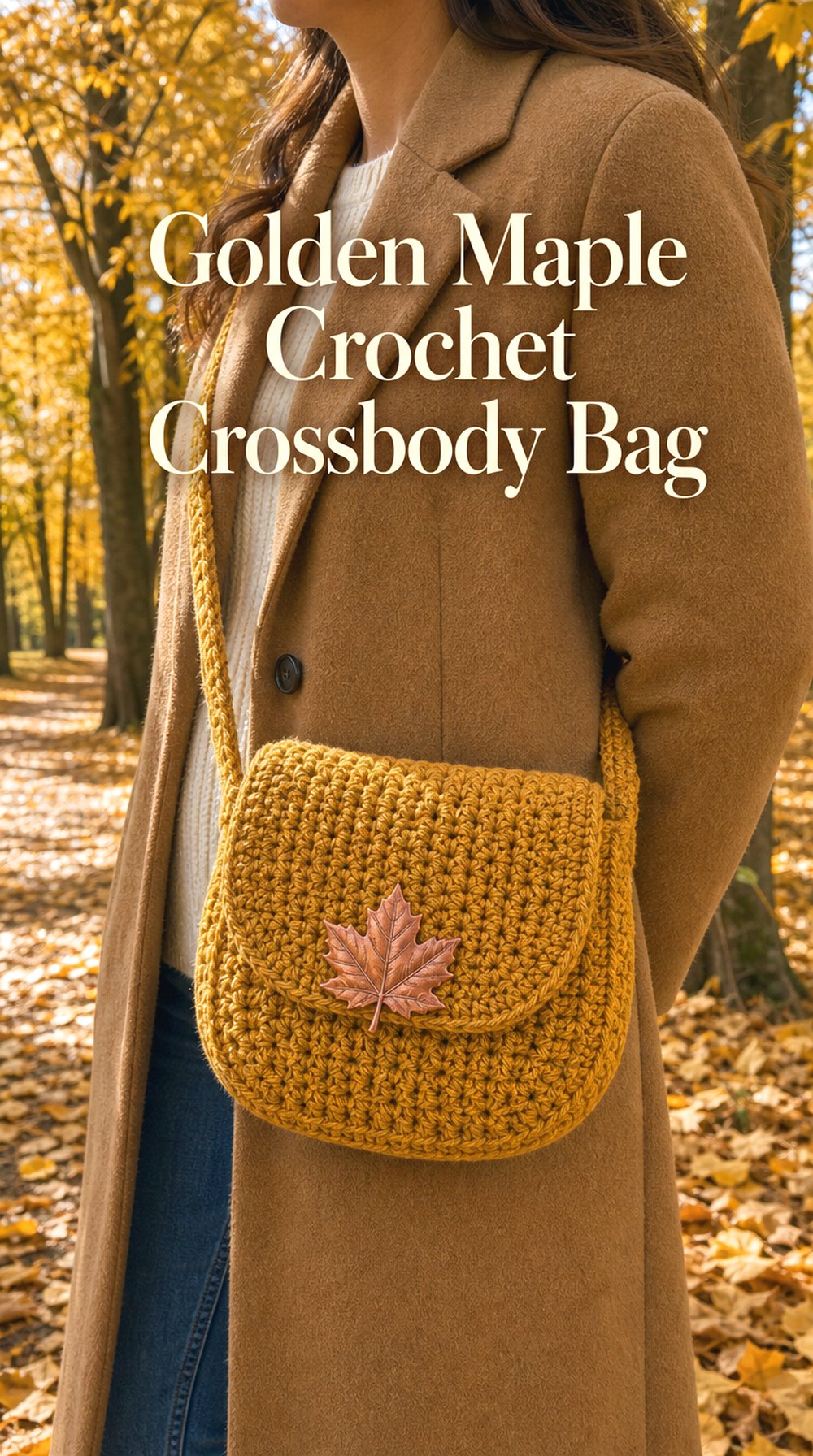 Golden Maple Crochet Crossbody Bag