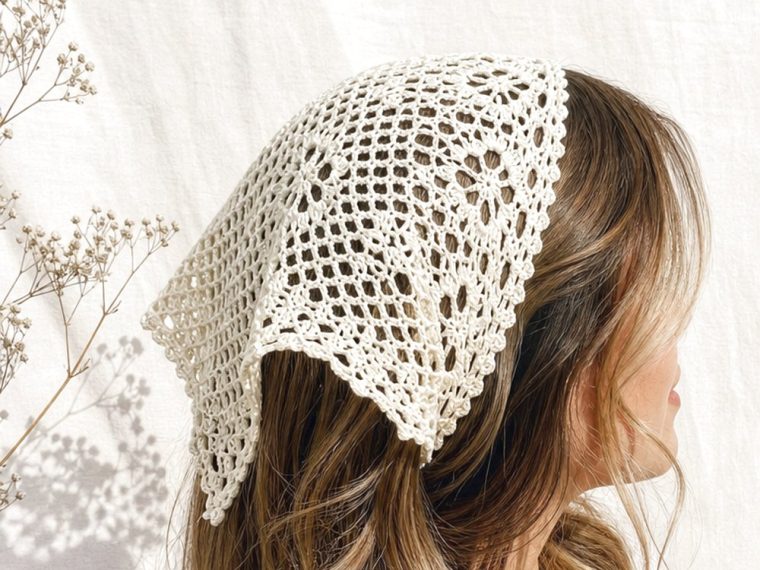 Ivory Heirloom Crochet Lace Bandana