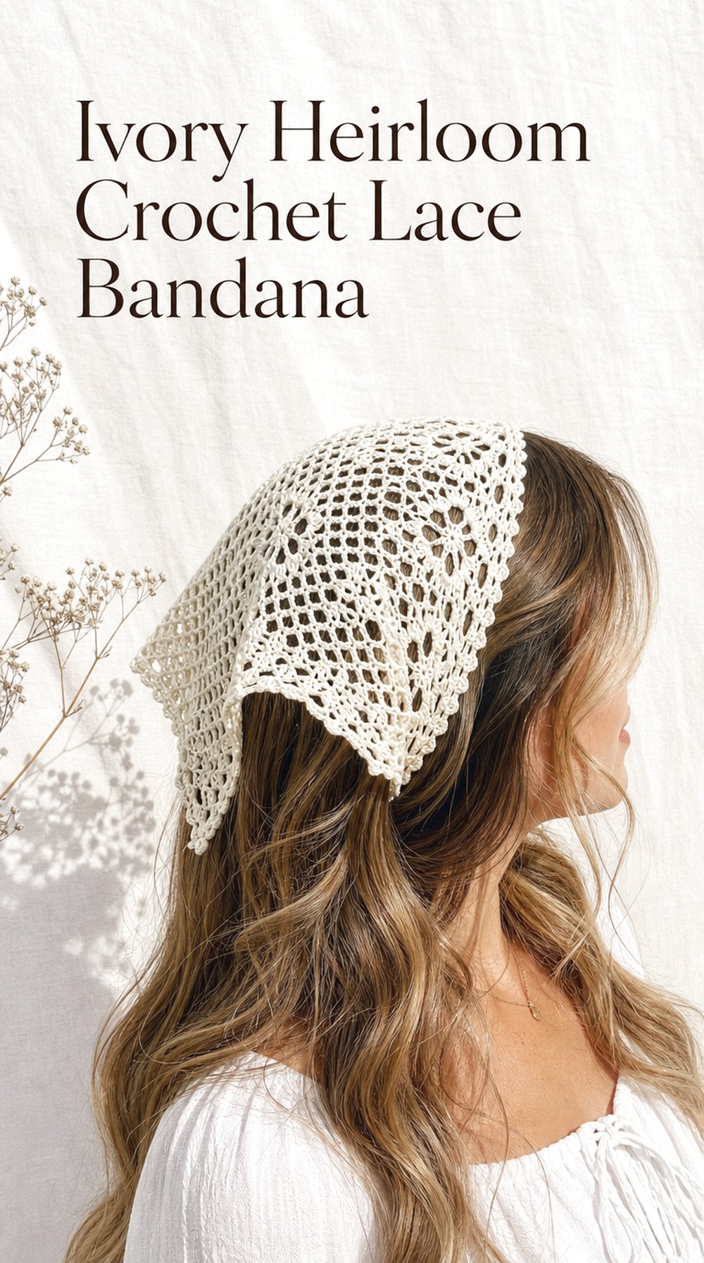 Ivory Heirloom Crochet Lace Bandana