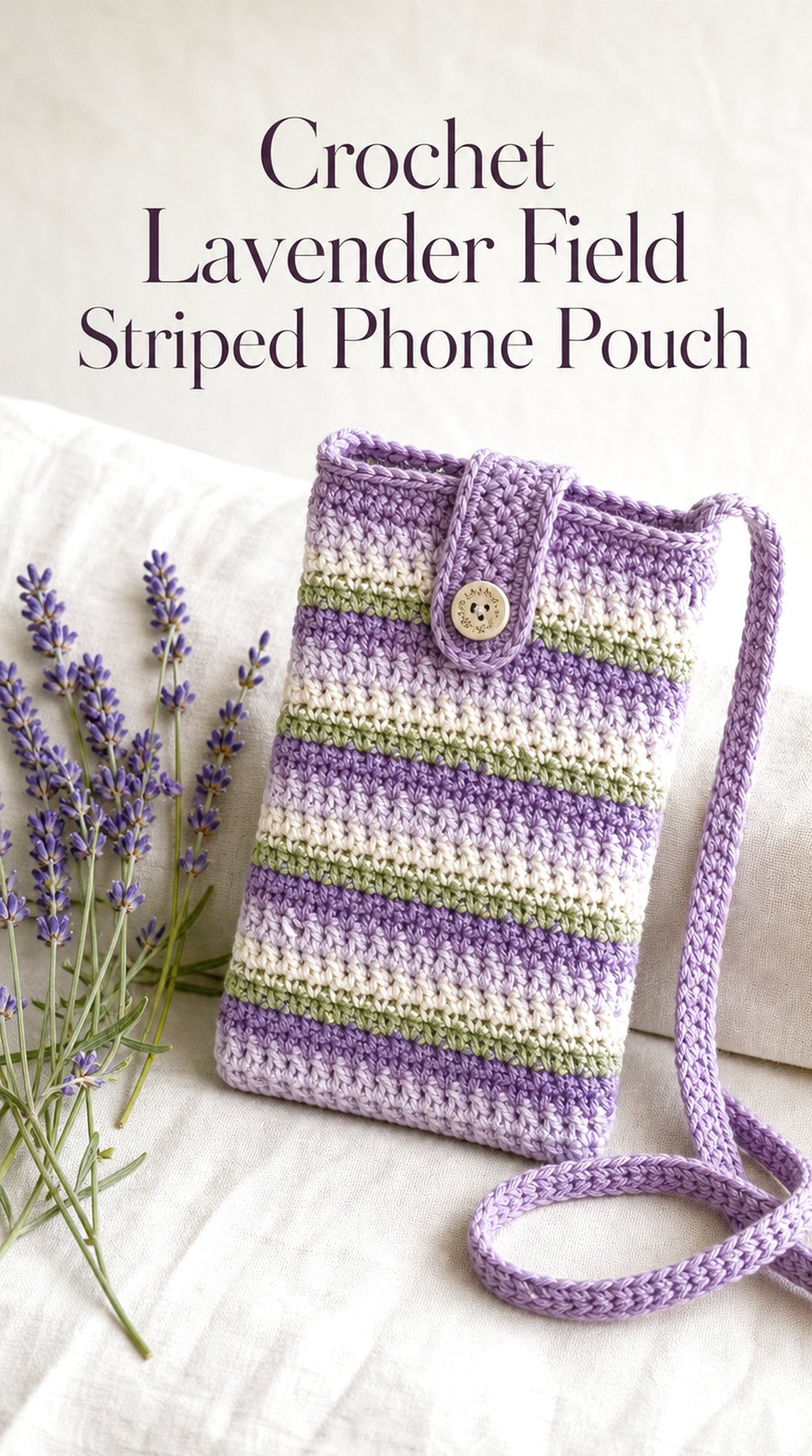Lavender Field Striped Phone Pouch