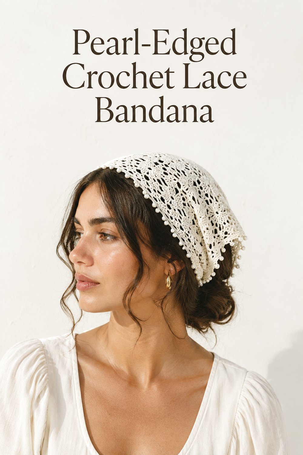 Pearl Edged Crochet Lace Bandana