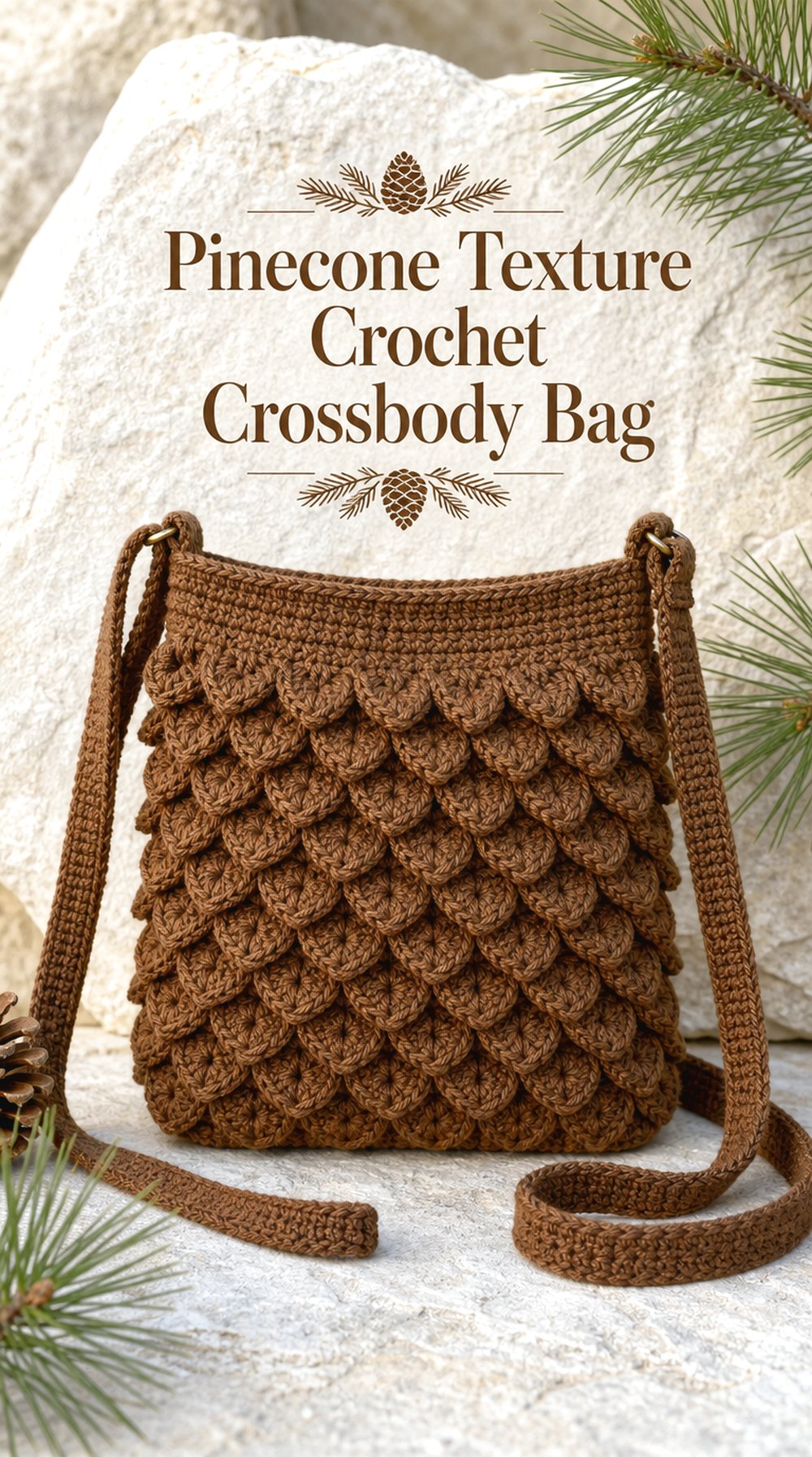 Pinecone Texture Crochet Crossbody Bag