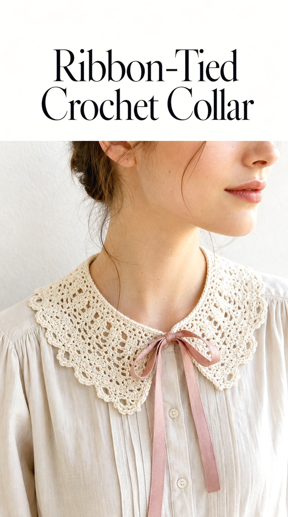 Ribbon Tied Crochet Collar