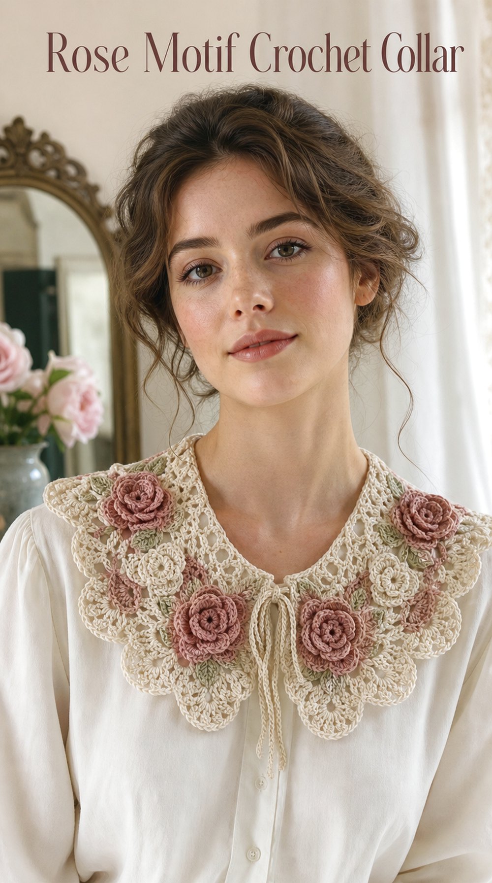 Rose Motif Crochet Collar
