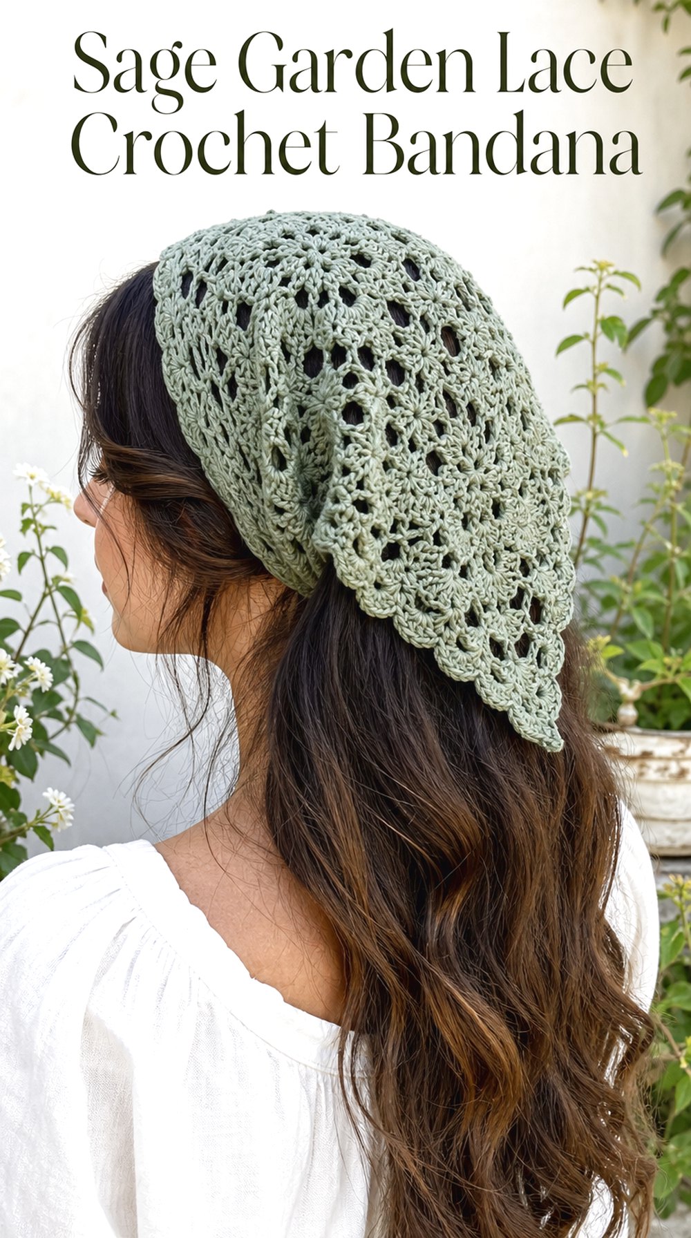 Sage Garden Lace Crochet Bandana