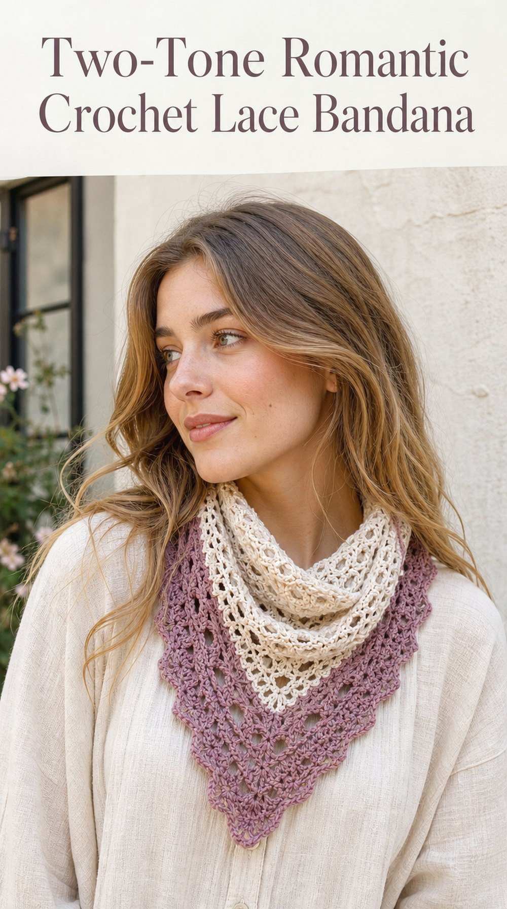 Two Tone Romantic Crochet Lace Bandana