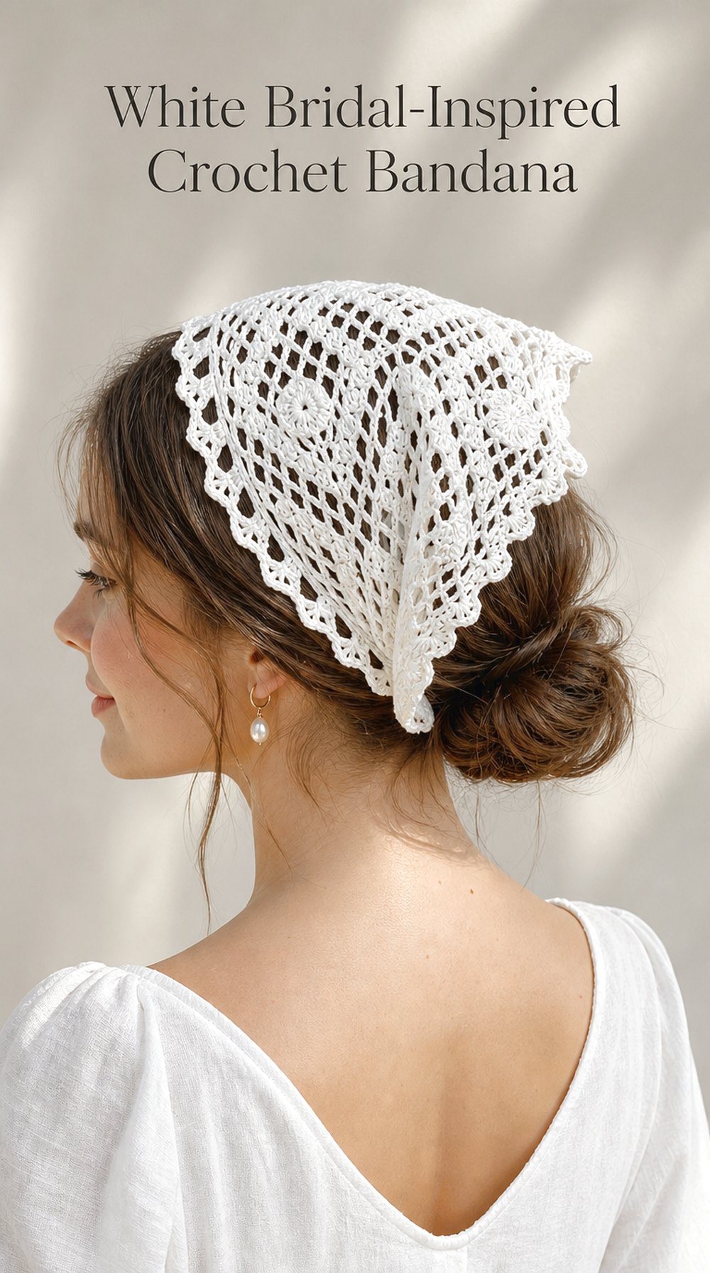 White Bridal Inspired Crochet Bandana
