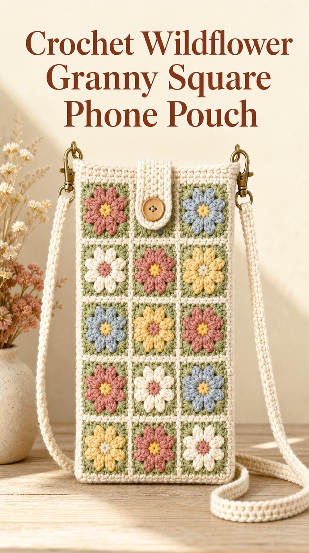 Wildflower Granny Square Phone Pouch